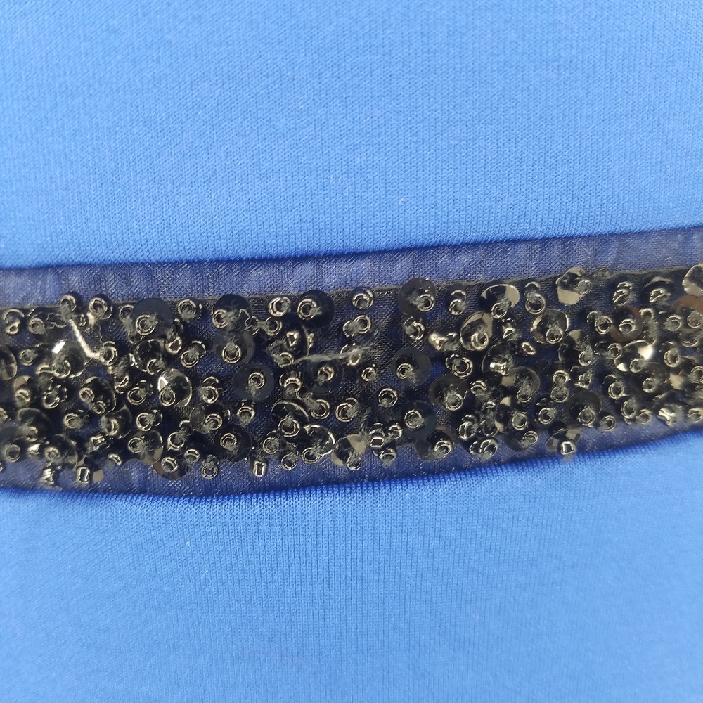 Andrew Marc NY Royal Blue V Neck Beaded Dress 10 - Picture 6 of 7